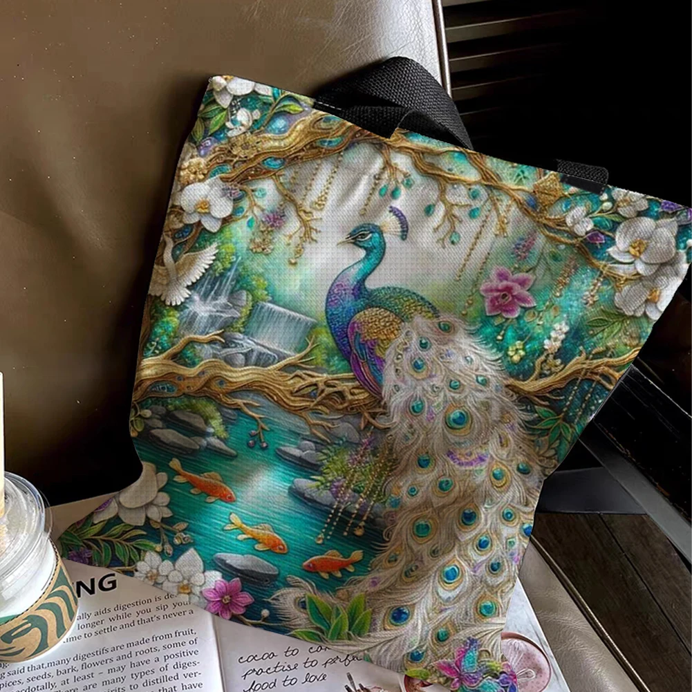 11CT Cat Peacock Owl Parrot Cross Stitch Canvas Tote Bag Embroidery Kit Personalized Bag Hand Needlepoint Kit for Beginners cross stitch kit,cross stitch tools