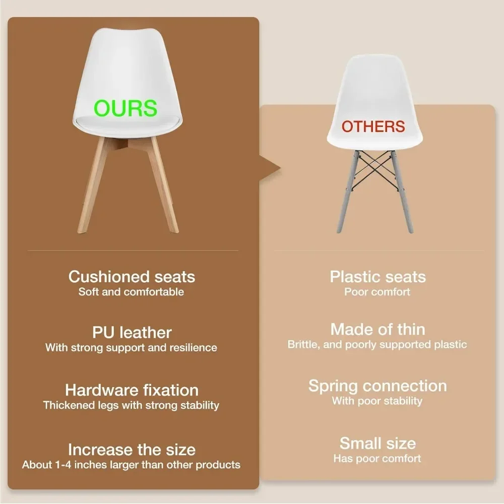 Dining Chairs Set of 4 dining chair Mid-Century Modern Dinning Chairs, Living Room Bedroom Outdoor Lounge Chair PU Leather Cushion