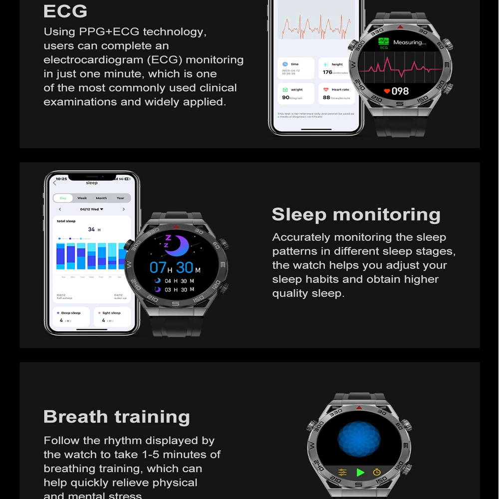 DT Ʈ Ʈ Ʈ ġ  ȭ ħ, GPS  , NFC ECG 100 +  ո , IP68 454x454 HD ũ