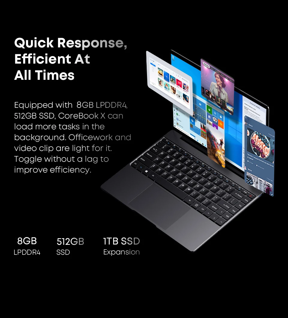 CHUWI CoreBook X Gaming Laptop 14 Inch FHD IPS Screen Intel i3-1215U 6 Core Windows 11 8GB DDR4 512GB SSD Wearable Computer