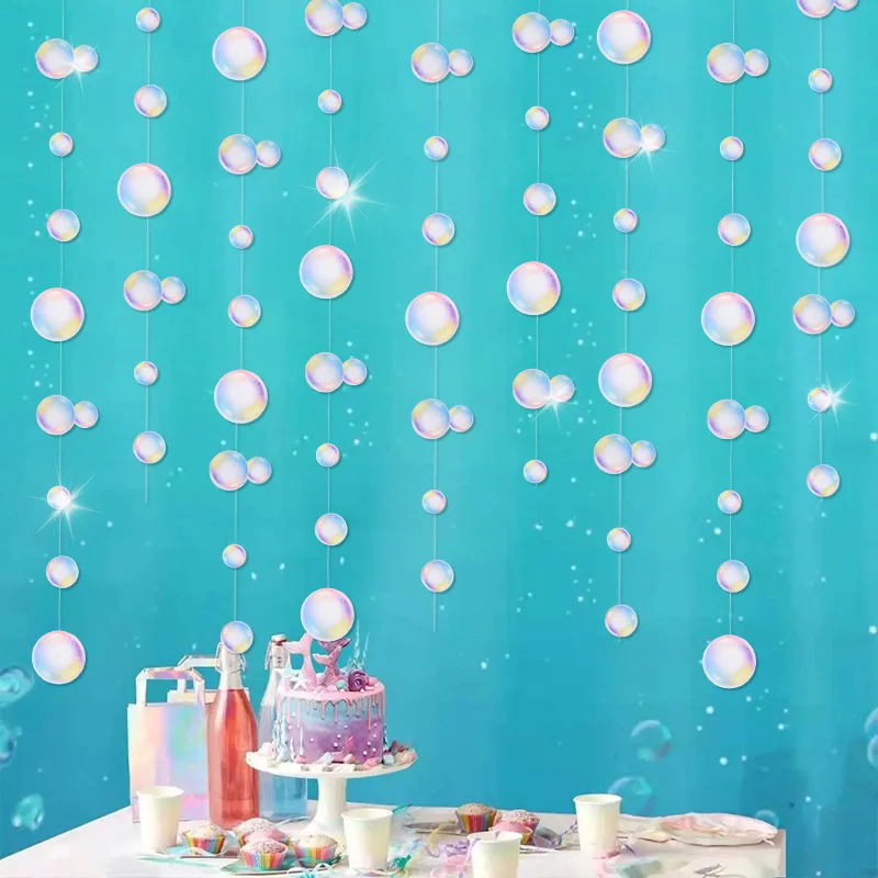 3M Bubble Garlands Kids Mermaid Birthday Party Decoration Hanging Banner Under The Sea Ocean Party Supplies Baby Shower Wedding