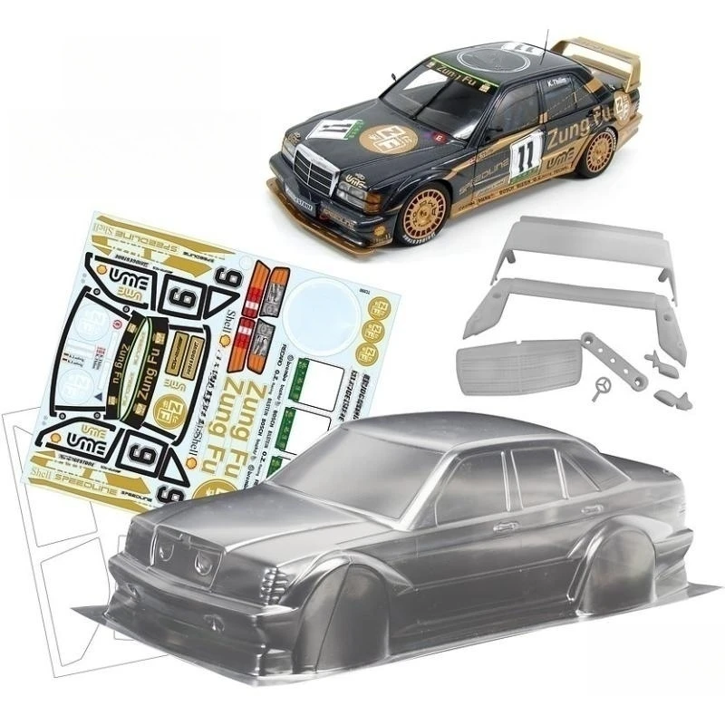 

Teamc Bodies 190mm ONROAD Bodywork 1/10 Benz 190E Clear Lexan Body W/3D Rear Wing, Mirror and Decal Sheet for Rc Drift Car 258mm