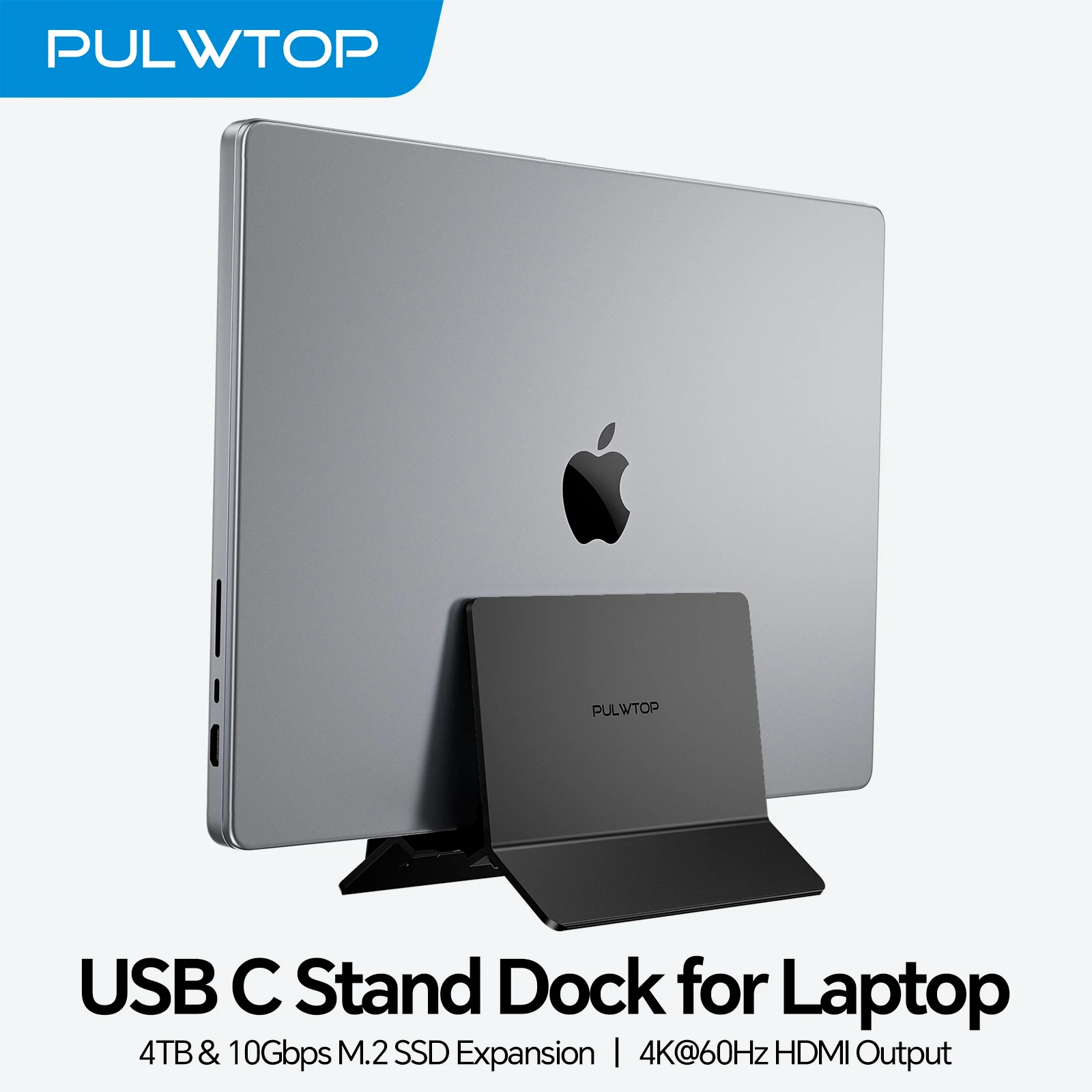 PULWTOP Vertical Laptop Docking Station with M.2 SSD Expansion, HD thumbnail 3