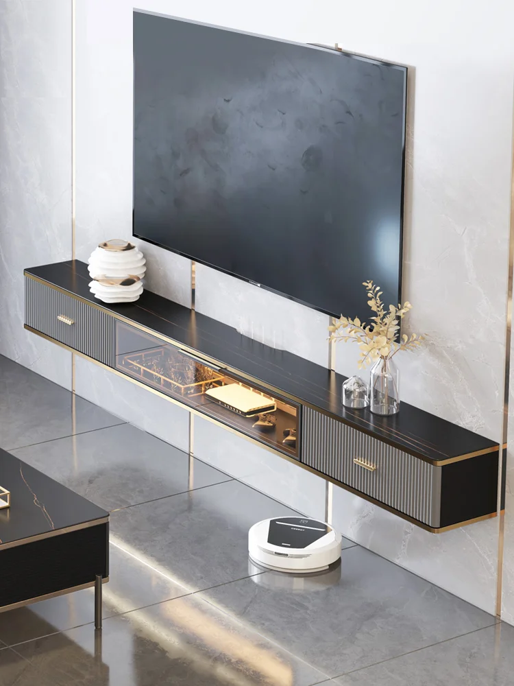 

Wall-mounted TV cabinet modern simple and light luxury small apartment combination narrow wall-mounted cabinet