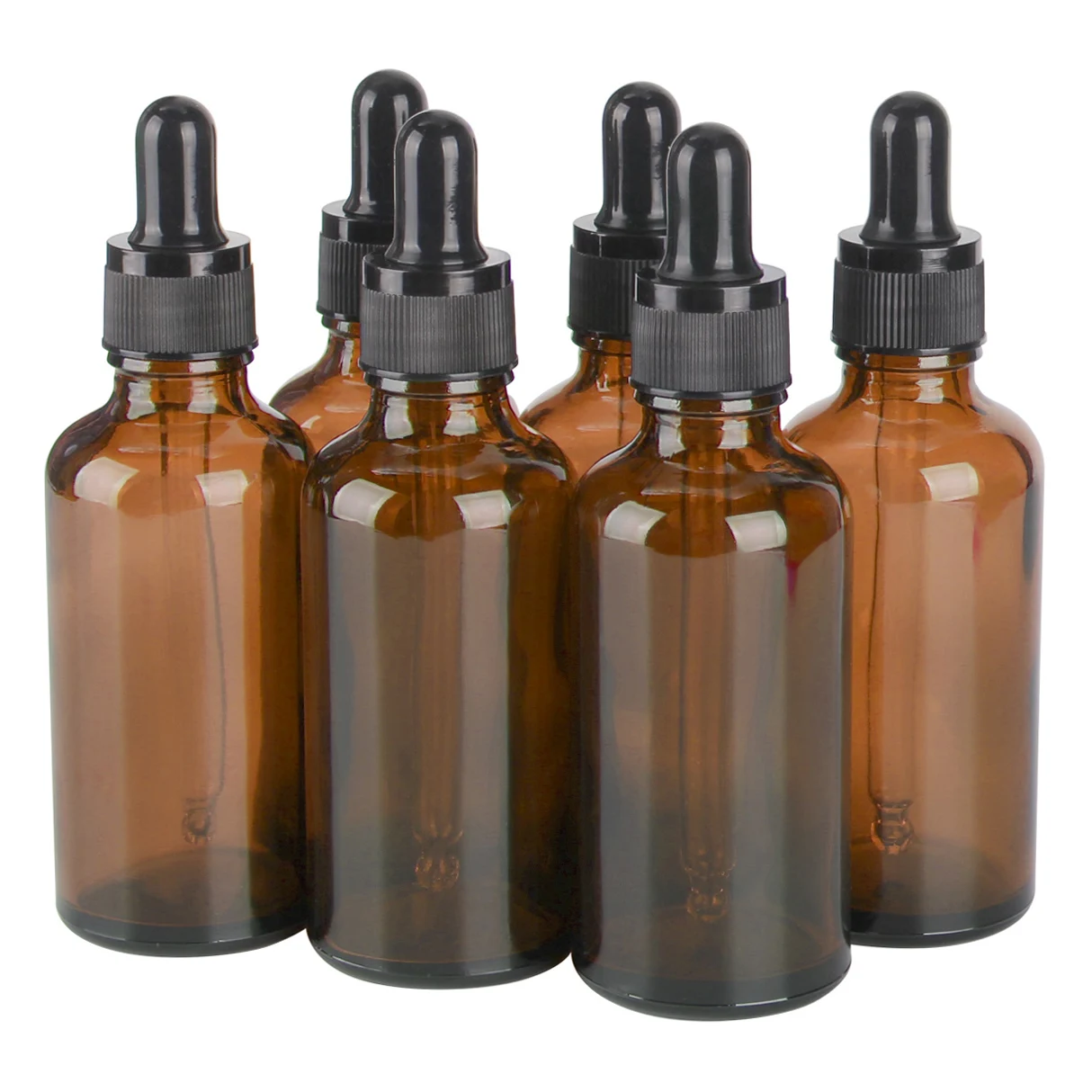 6/12/24pcs 5ml 10ml 15ml 20ml 30ml 50ml 100ml Amber Glass Dropper Bottles with Glass Pipette for Cosmetic Perfume Essential Oils 6