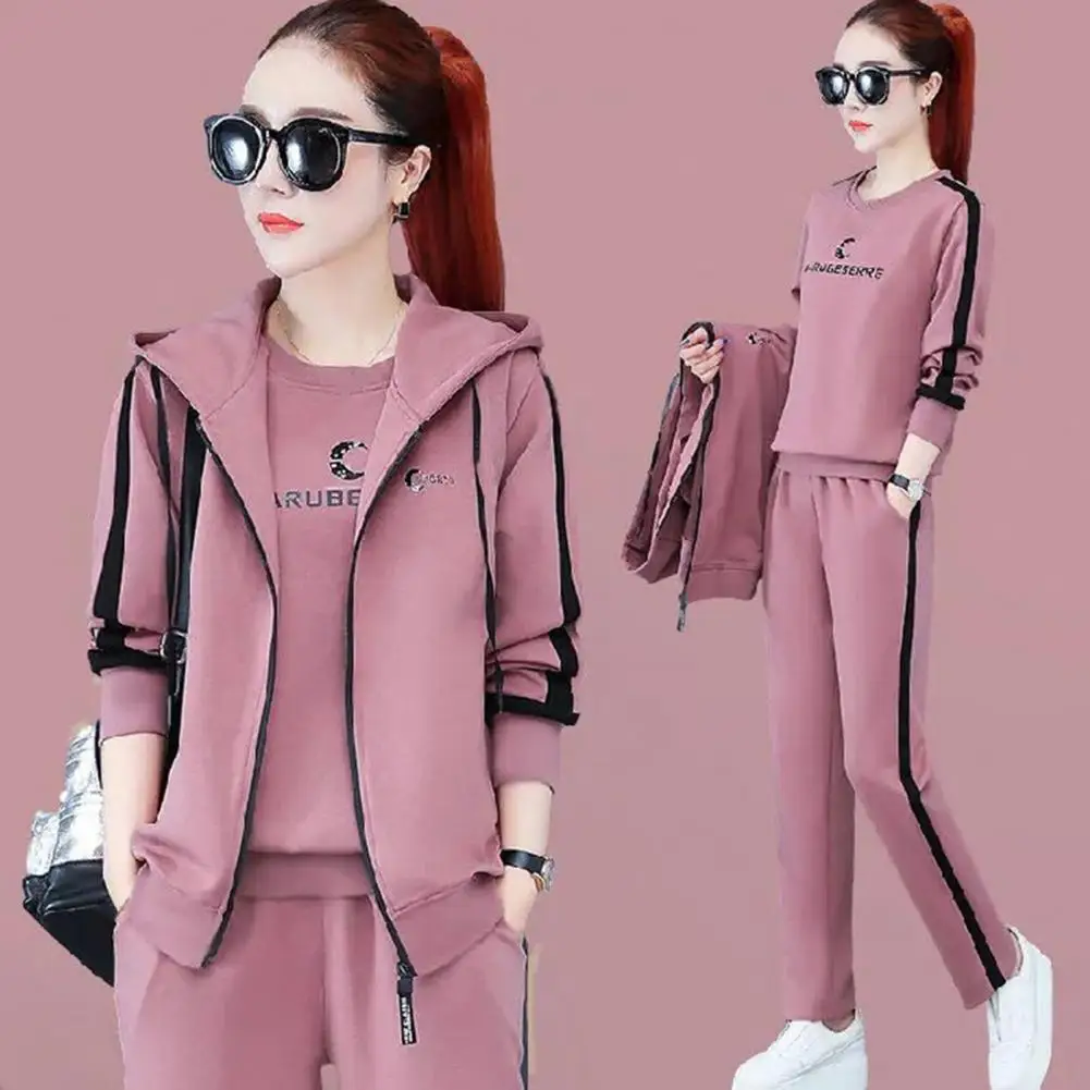 

Autumn Winter Women Casual Tracksuit Set Fashion Plush Thickened Hooded Tops Waistcoat Pants 3 Piece Set conjuntos de pantalones