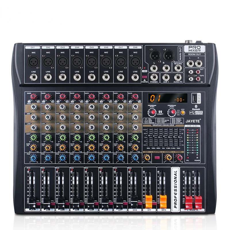 Console Di Missaggio Professionale 48V Phantionpower Supply Mixer Audio Dj/Console Di Miscelazione Analogica Usb Mixer Digitale Dsp Effect Processor