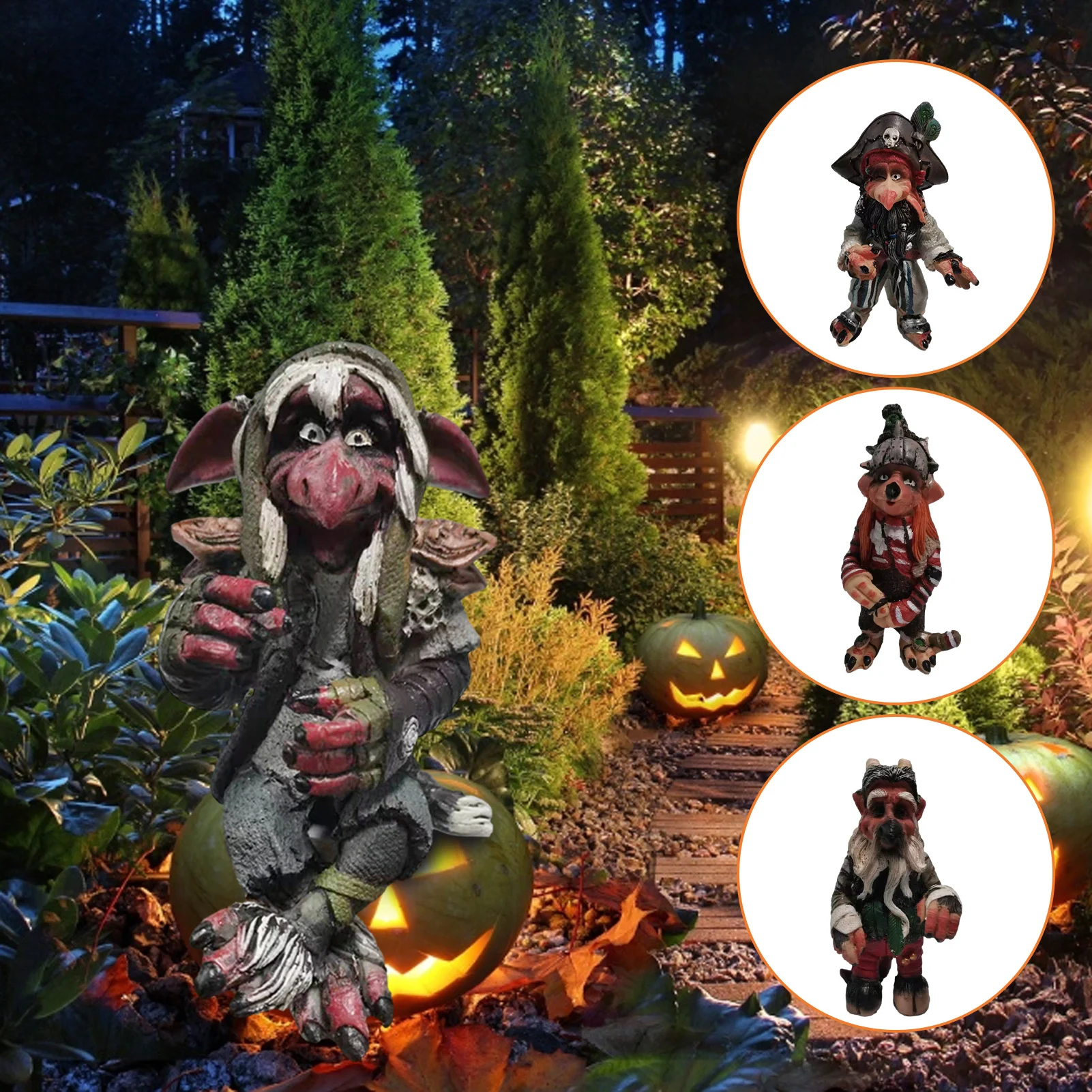 

Garden Elf Statue Resin Crafts Horror Lawn Carving Garden Decoration Dwarf Statue Halloween Mini Elf Decoration Accessories