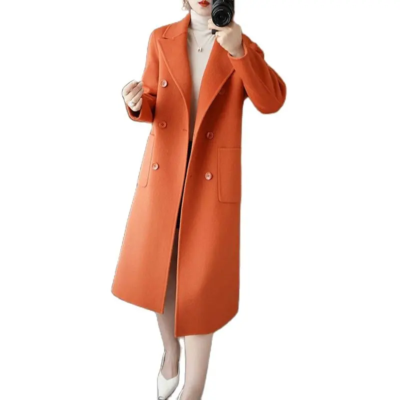 Autumn And Winter New Double-sided Temperament Wool Coat Women's Fashion Temperament Slim Mid-length Coat
