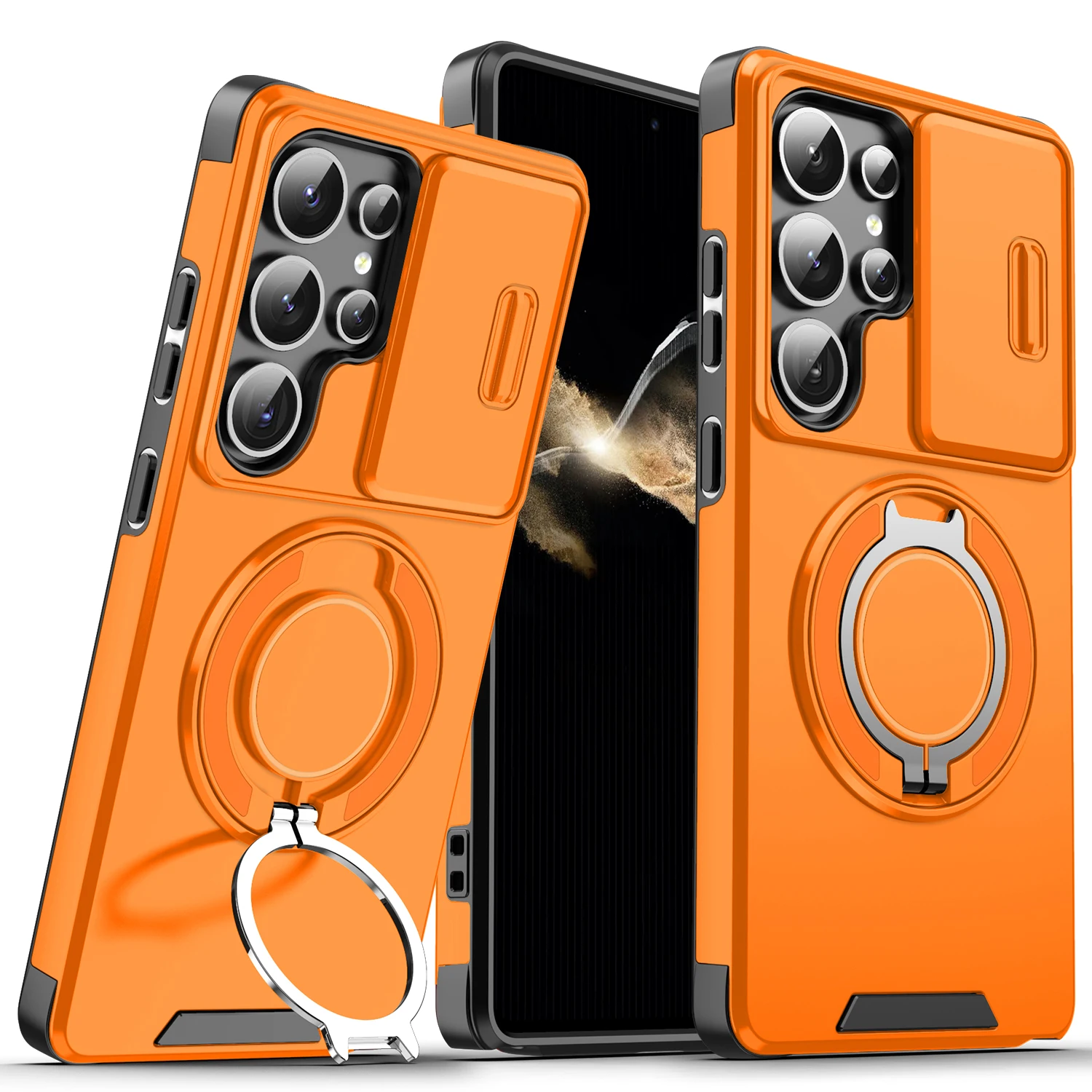Ultimate Armor Magnetic Bracket Case with Lanyard and Slide Camera Protector - Shockproof Cover