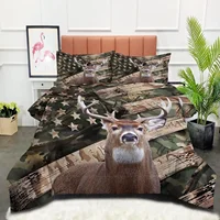 Wild Deer Comforter Sets for Kids Teens, American Flag Camo Bedding Sets Full Size Comforter Sets with 1 Comforter 2 Pillowcase 1