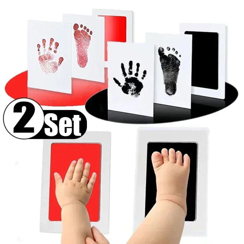 2pcs Set Baby Handprint Footprint Ink Pads Newborn Pet Cat Dog Paw Prints Keepsakes Safe Non-toxic No-Touch Skin Inkless Inkpad inkless ink pads ink pads pet footprint pads