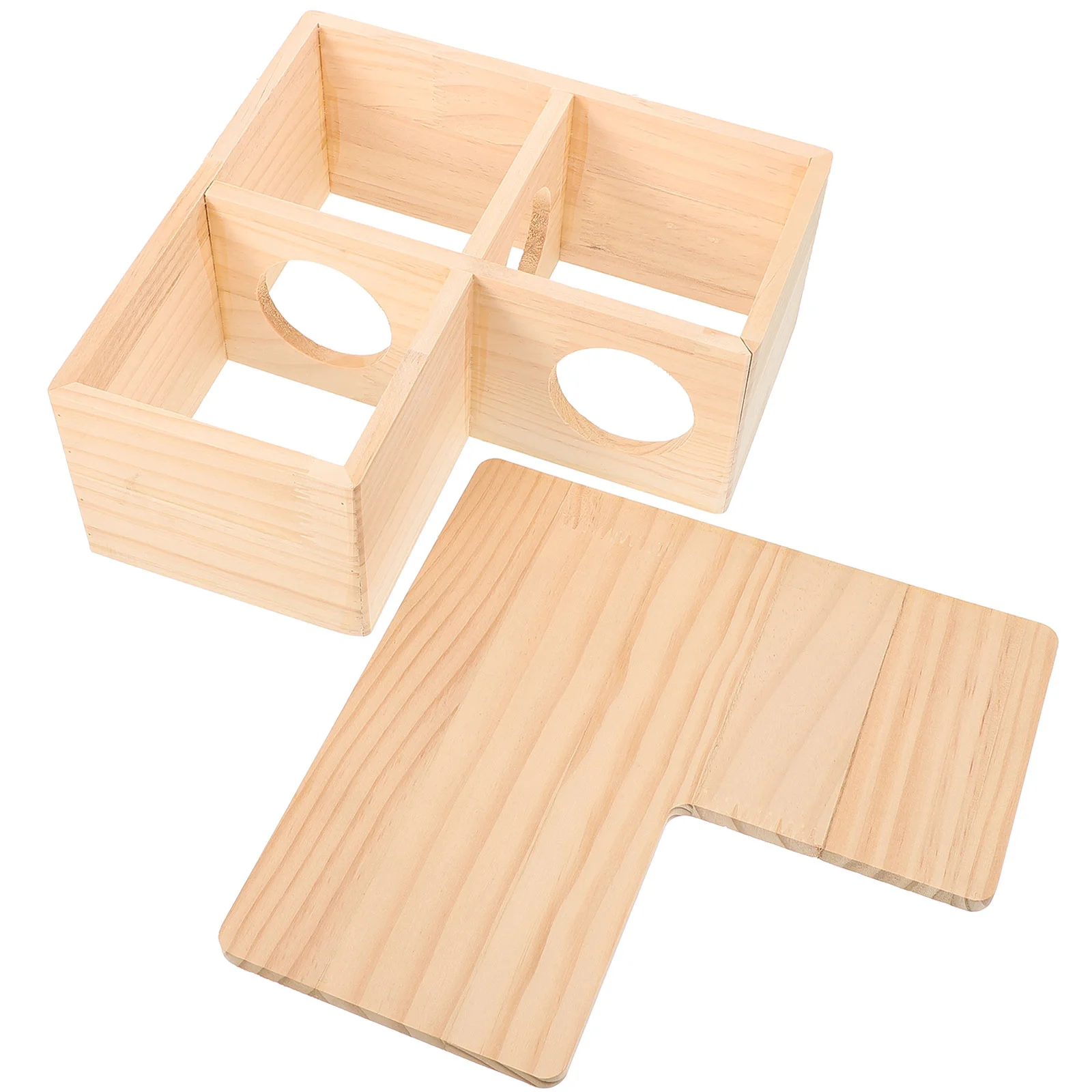 

Guinea Pig Hideout House Multi-Chamber Small Animal Wooden Hut Decor for Guinea Pig