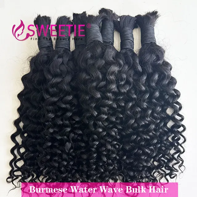 12A vague d'eau brut vietnamien en vrac naturel bouclés cheveux humains pour tresser non transformés sans trame Extensions de cheveux humains en vrac paquets 1