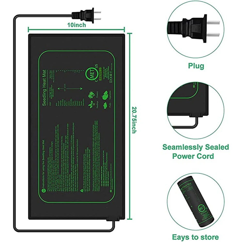 52x24CM Seedling Heating Mat Indoor Plants Germination Waterproof Heating Pad Propagation Clone Starter Warm Pad Mat EU Plug