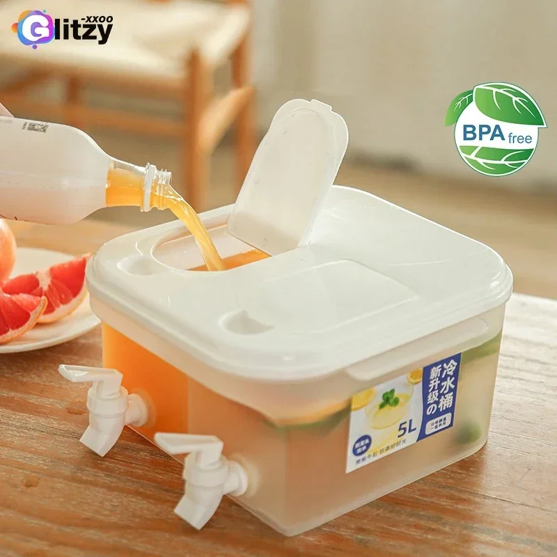 5L Plastic Filtering Faucet Water Kettle Practical High-capacity Fruit Tea Kettle Suitable Household Drink Water Water Bottle