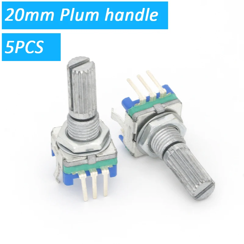 5PCS/LOT 20 Position 360 Degree Rotary Encoder EC11 w Push Button 5Pin Handle Long 15/20MM With A Built In Push Button Switch light timer switch Wall Switches