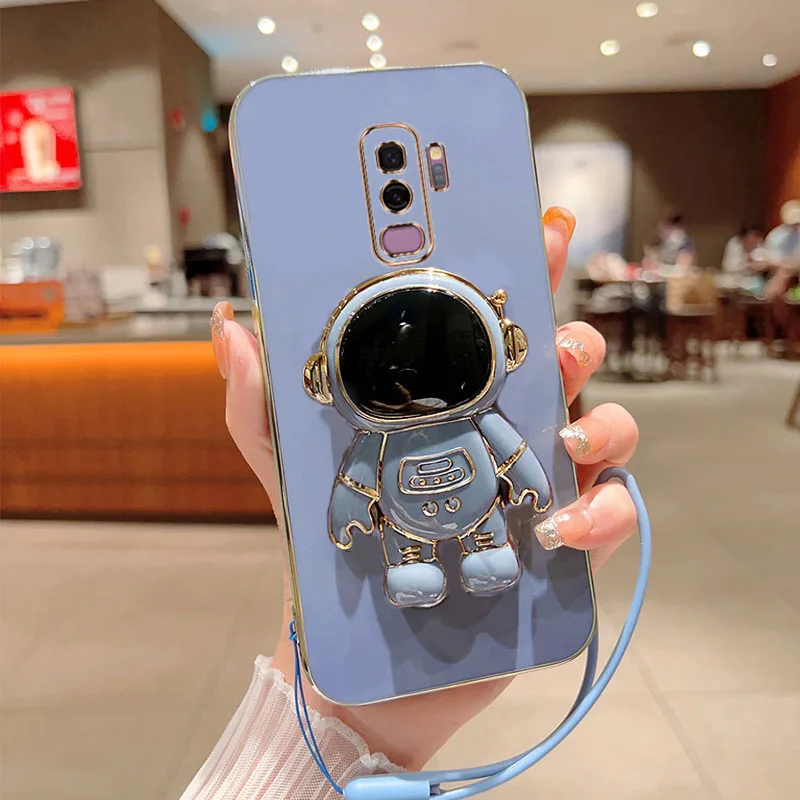 Luxury Plating Square TPU Glossy Phone Case with Cute Stand and Soft Silicone Back Cover