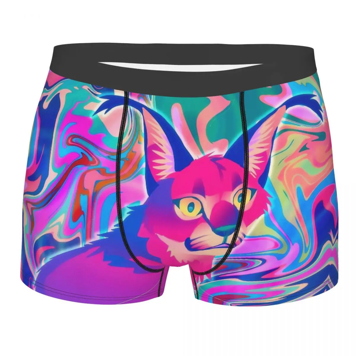 

RAINBOW Big Floppa Caracal Caracal Cat Underpants Breathbale Panties Man Underwear Ventilate Shorts Boxer Briefs