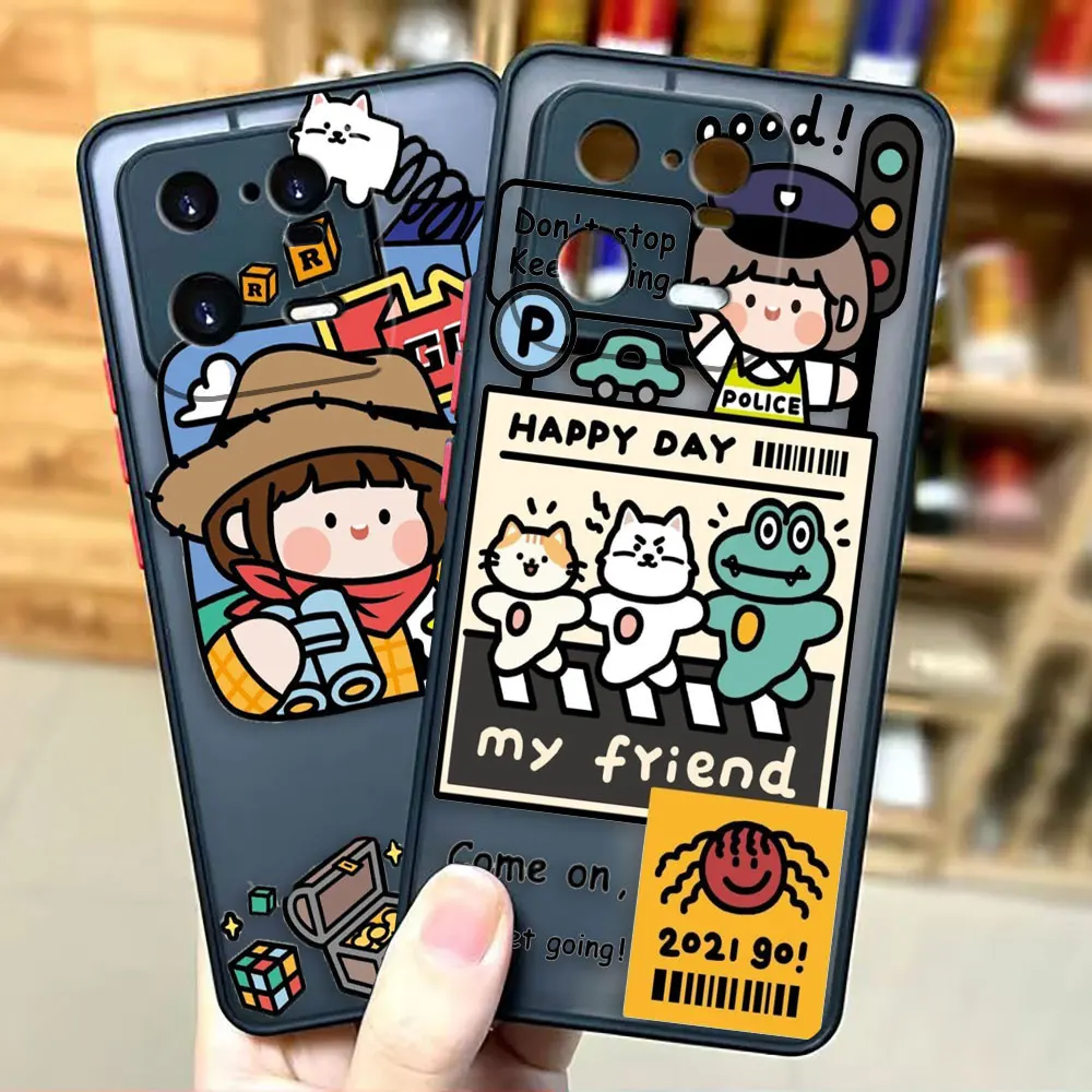 

Matte Case for Xiaomi 13 12 12S 12T 11 11T 10 10T 10S 9 8 6X 5X PRO LITE 5G Case Funda Coque Capa Shell Cover Cartoon Space Girl