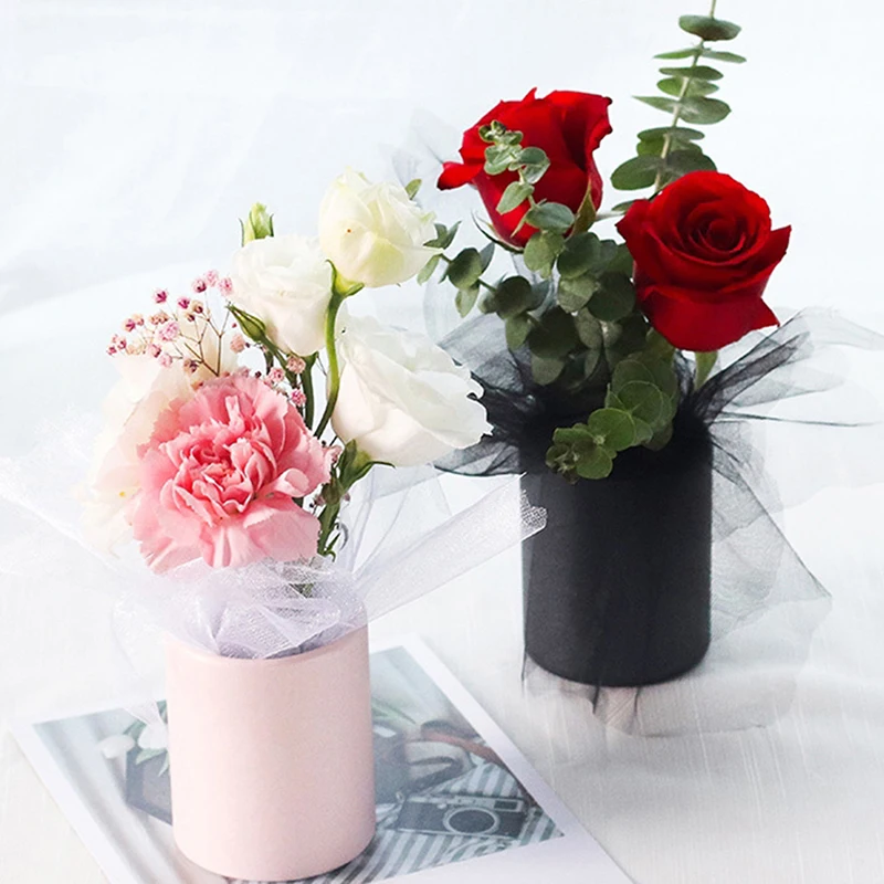4pcs Flower Box Gift Packaging Box Portable Round Small Hug Bucket Storage Flower Cardboard Candy Day Mother Rose