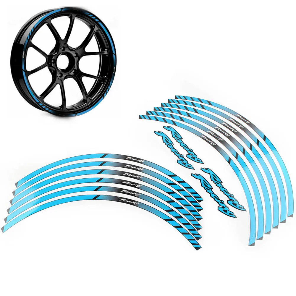 

Motorbike 17" 18" Front + Rear Wheel Rim Tape Decal Stripes Decoration Sticker Universal