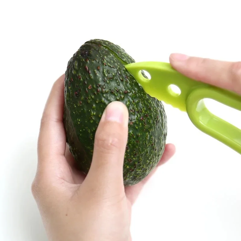 Description Picture 5 of item3 In 1 Avocado Slicer Shea Corer Butter Fruit Peeler Cutter Pulp Separator Plastic Knife Kitchen Vegetable Tools Kitchen Gadgets