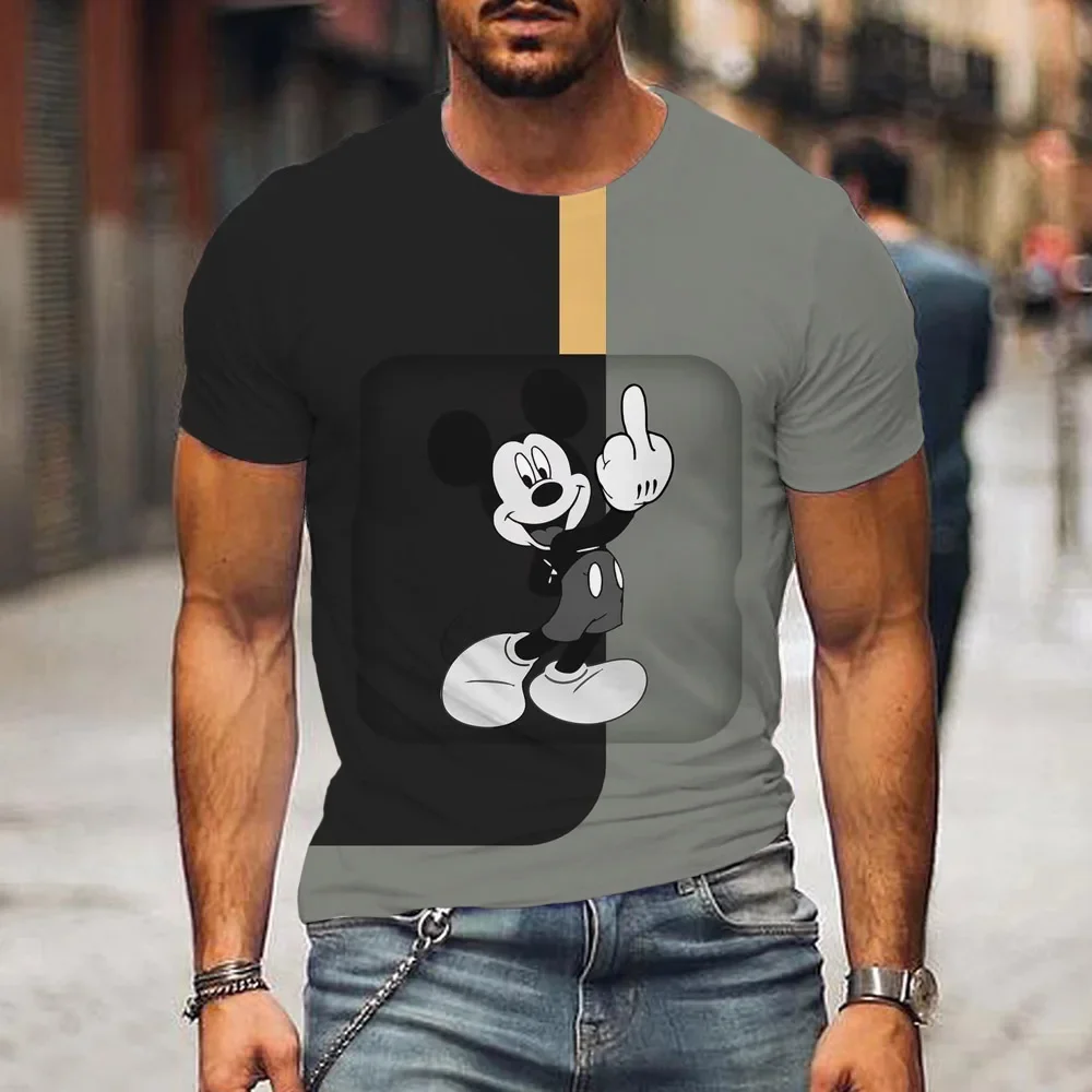 Disney Men's T Shirt Mickey Mouse 3d Printed Cartoon TShirts Male Summer Couple T-shirt Street Tops Tee 2