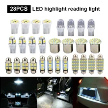 

28pcs Universal T10 Car LED Light Bulb White Car Interior Dome License Plate Festoon Map Reading Light Mixed Lamp Set New