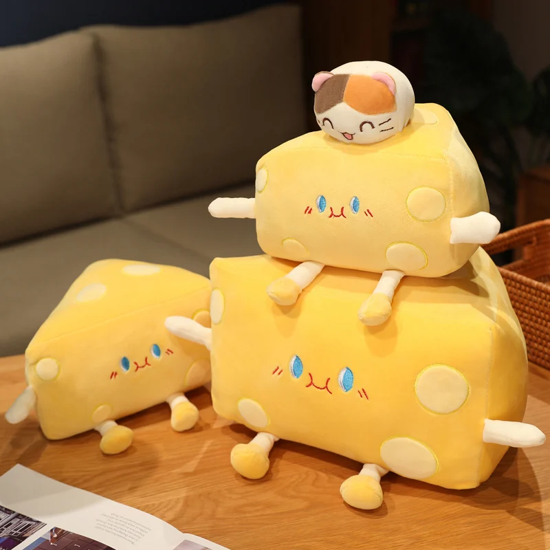 

1pc 20-50cm Creative Cheese Plush Toys Simulation Pillow Stuffed Soft Funny Animal Cheese Cushion Birthday Gifts for Kids Girls