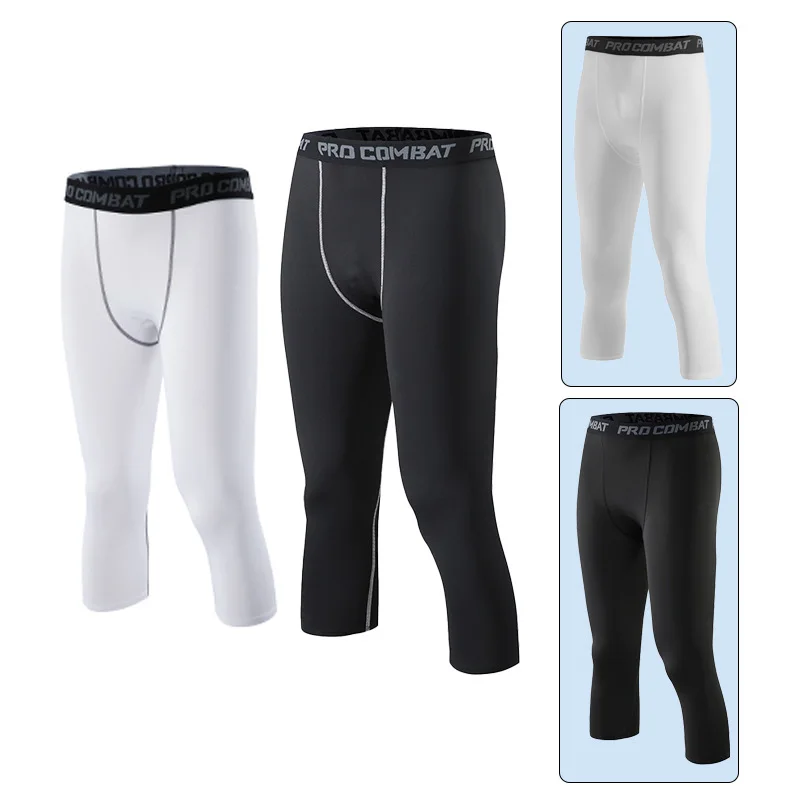 

Sports Leggings Capris Men's Summer Breathable Elastic Compression Pants Running Fitness Fast Drying Pants Basketball Pants
