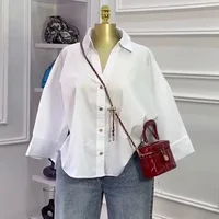 Femmes haut chemisiers chemise col rabattu manches longues hauts rayé Y2k Streetwear élégant épissure chemises décontracté travail ample automne 2