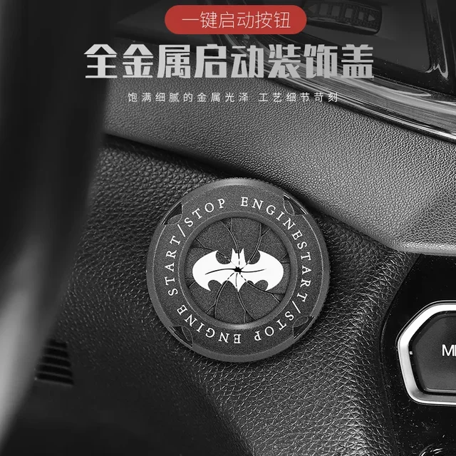 Bat Car Interior Decor Engine Ignition Start Switch Rotate Cover Onekey Stop Button Cover Auto Personality sticker Accessories 1