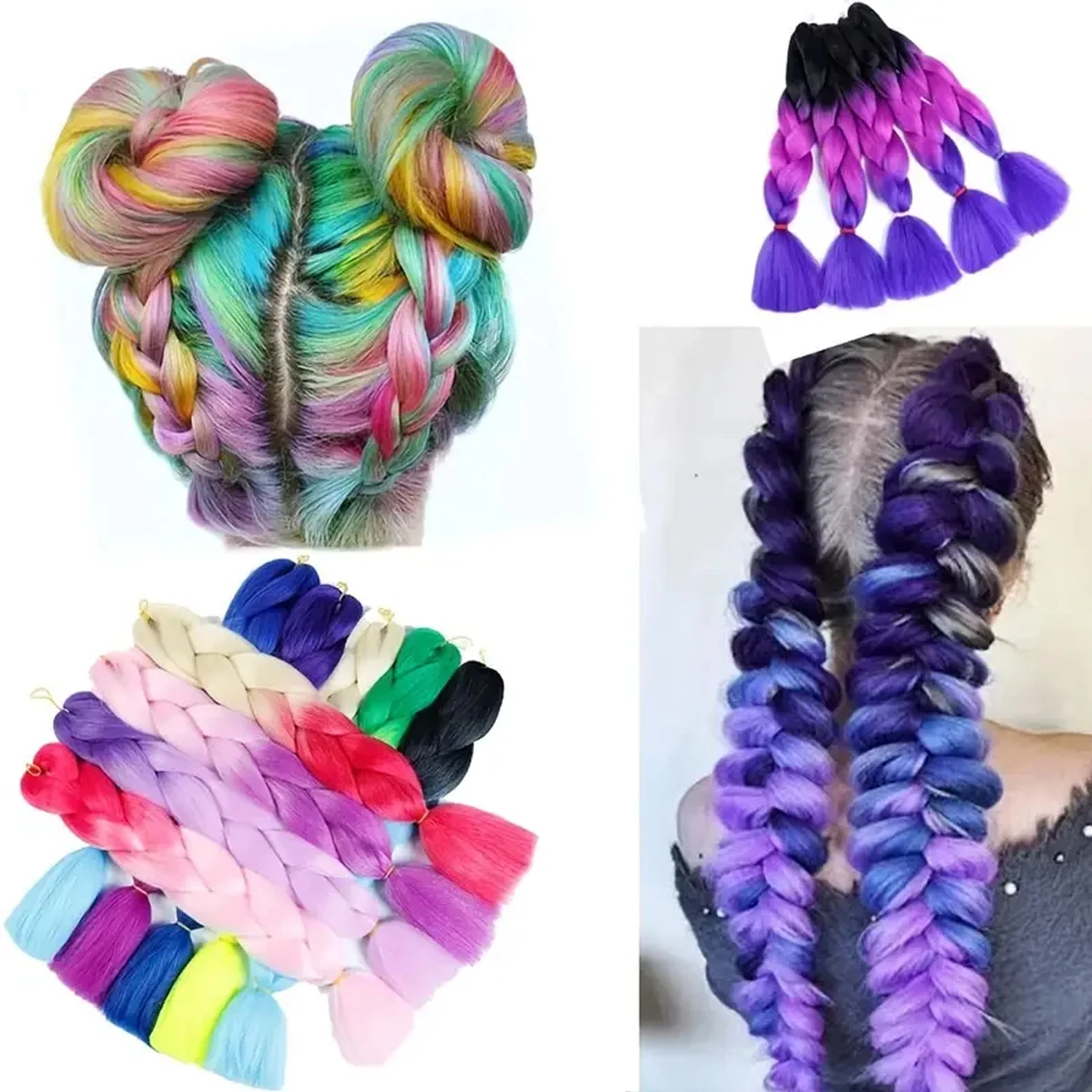24 Inch Synthetic  Jumbo Braids Extensions Braiding Hair  Ombre Color  Hair for Women Braid