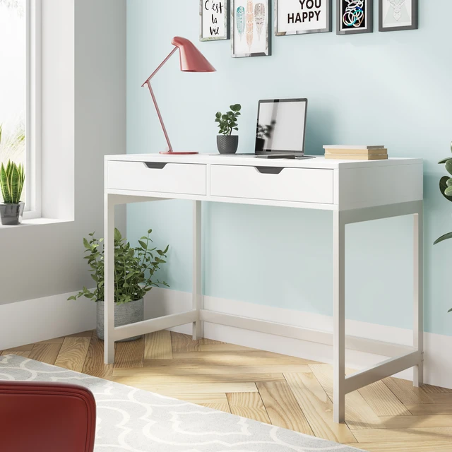 Computer Desk with 2 Drawers - Dressing Table, Work Table, Home Office Table, Metal Frames