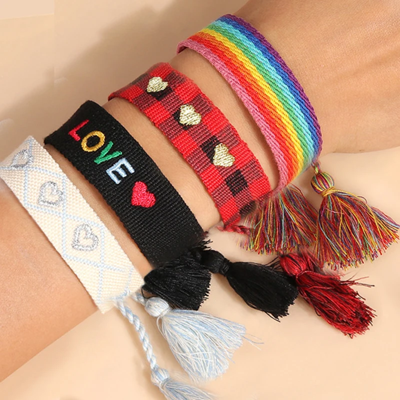 Aihua Boho bunte gewebte Seils chnur Armband handgemachte schicke Gurt Freundschaft Armbänder für Frauen Glück Schmuck Geschenk
