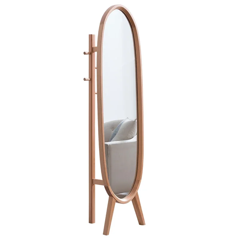 

Household Solid Wood Dressing Mirror Full Body Multifunctional Floor Mirror