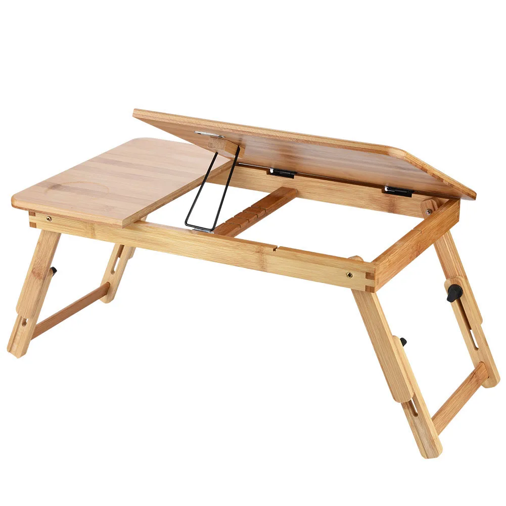 Laptop Stand Laptop Workstation Wooden Bamboo Laptop Table Notebook Stand Foldable Adjustable for Sofa Tablet Computer