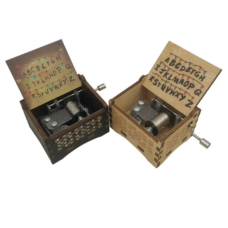 Music Box Stranger Things Kids Windup Hand Crank Wood for Birthday Christmas gift