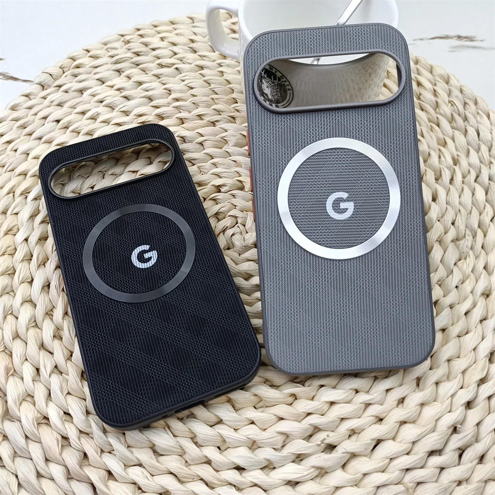 Enhanced Grid Pattern Magnetic Phone Case with Shockproof Back Cover