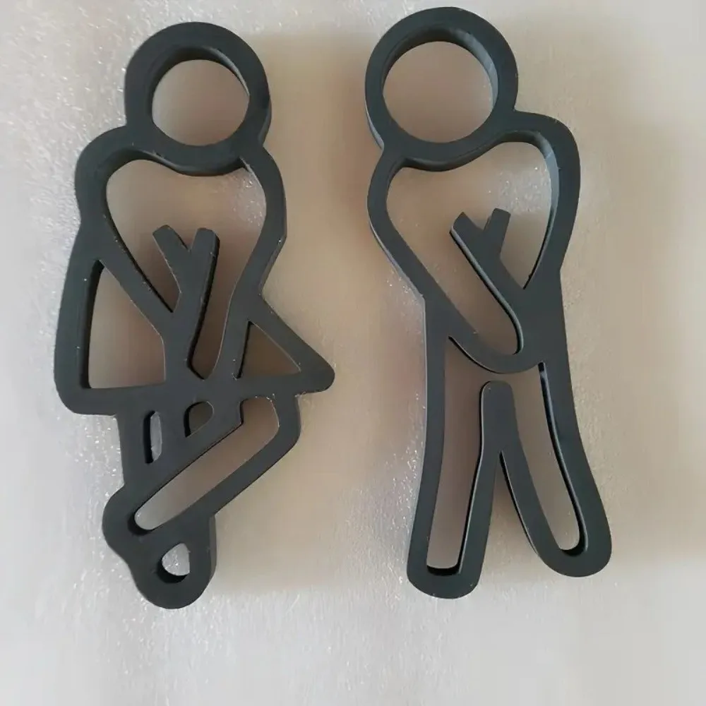 현대적인 2D 평면 화장실 문 표지판 재미있는 12cm 화장실 표지판 장 나무 화장실 표시기 게스트 화장실