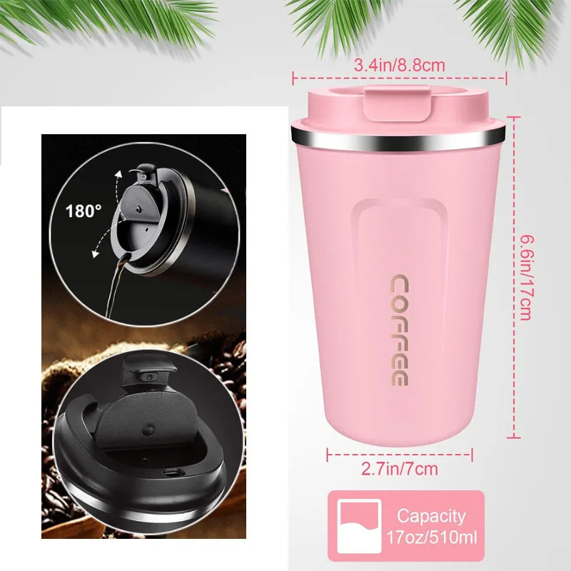 Thermal Mug Coffee Mug Stainless Steel Double Walled Insulated Intelligent Digital Display Leak-Proof 510ML for Keep Hot Ice