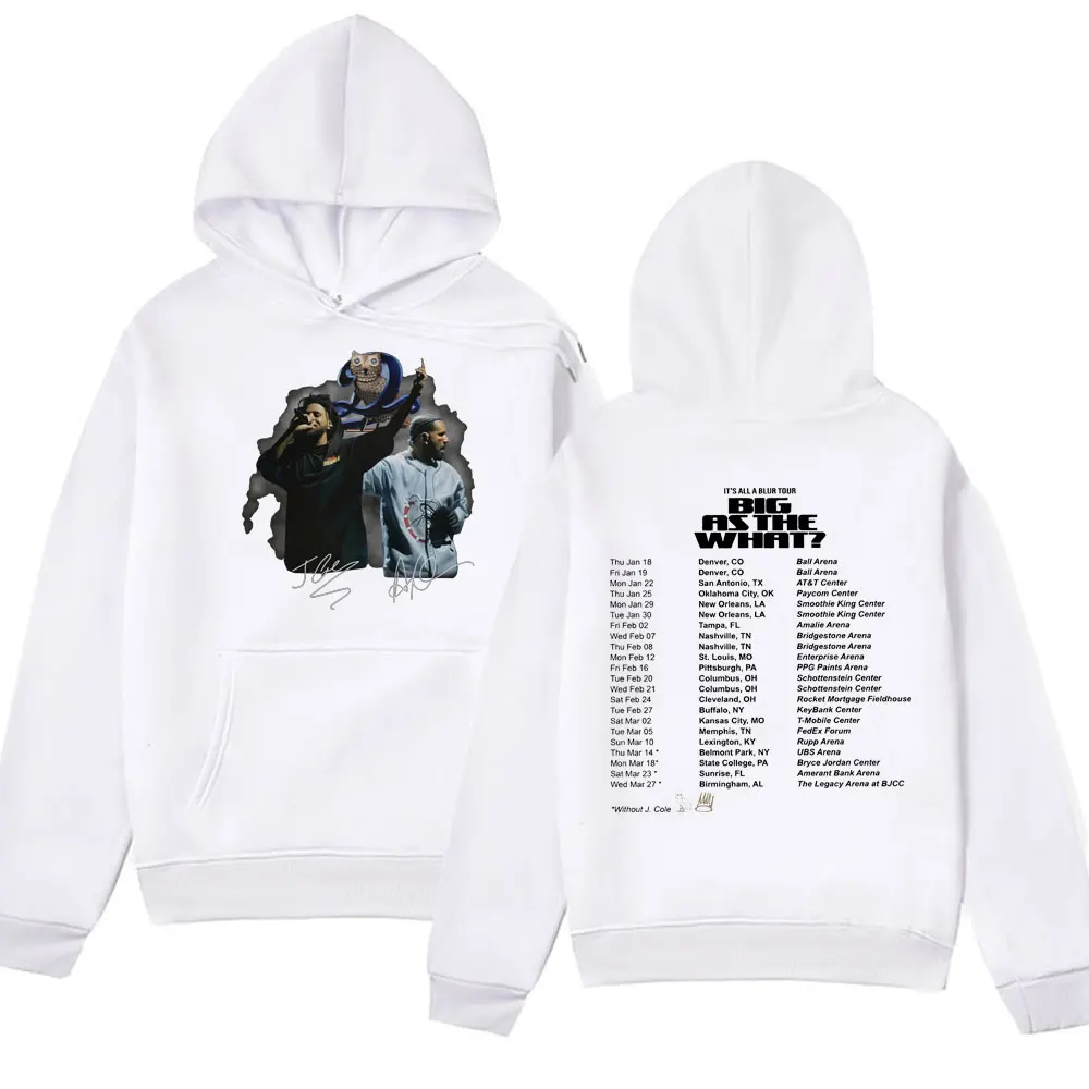 Drake J Cole Big As The What Tour 2024 Rap Music Tour Graphic Print Hoodies Hip Hop Gothic Streetwear Sweatshirts Men's Women's