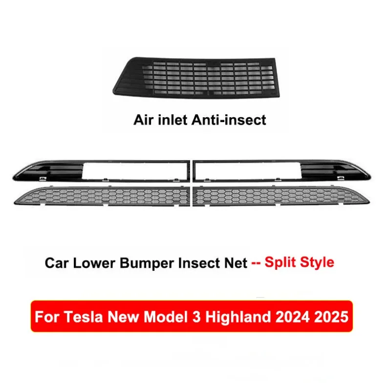 Für Tesla Model Y 2025, Juniper Model 3 Highland 2024, vordere untere Stoßstange, Anti-Insektennetz, staubdicht, innere Lüftungsgitterabdeckung – Detail 2