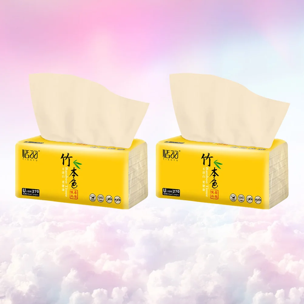 3 Bags of 810 Sheets Paper Extraction Flexible Napkin Bamboo Tissue Facial Cleaning Towel Disposable Dry and Wet Tissue Yellow (