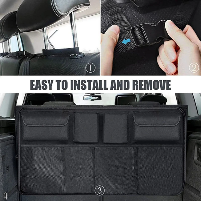Car trunk storage bags suv car rear seat backrest hanging bags net car storage boxes bags