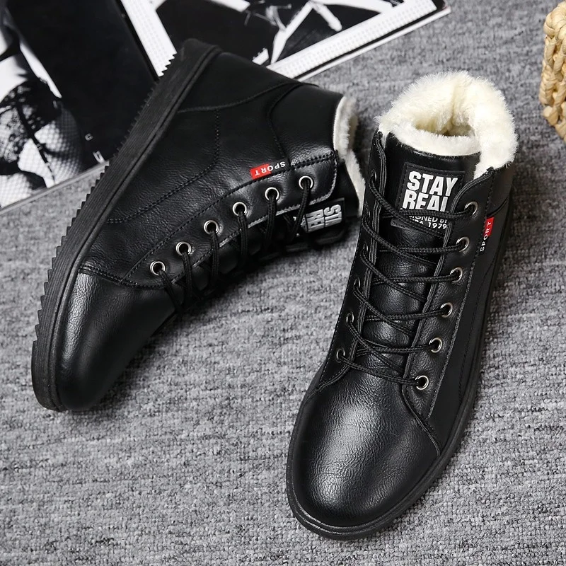 

2022 Winter Fur Warm Male Boots For Men Casual Shoes Work Adult Quality Walking Rubber Brand Safety Footwear Sneakers student