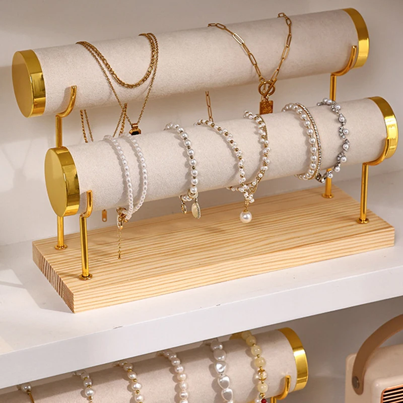 1/2/3-Layer Jewelry Display Stand Wooden Jewelry Bracelet Watch Display Holder For Women Men Gift