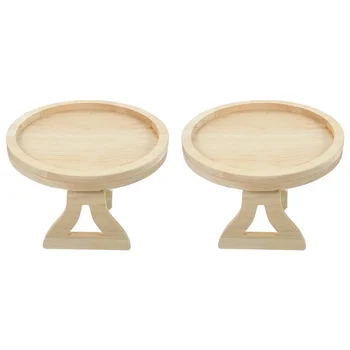 2x-Round Foldable Wooden Armrest Table 1