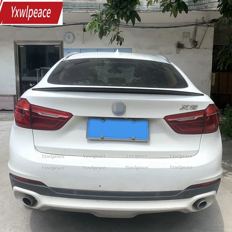 

For BMW X6 F16 2015-2019 High Quality ABS Gloss Black Carbon Fiber Look Rear Trunk Spoiler Body Kit Accessories